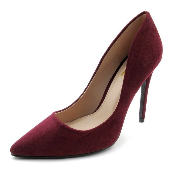 LURNYET WINE SUEDE Women Pointed-Toe Pumps with Stiletto 4 inch Heels - Picture 2 of 5